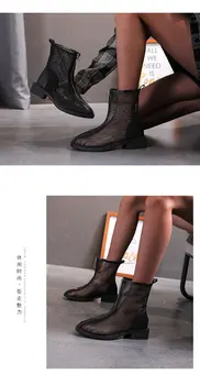 2021 Módne Letné Kolo Prst Duté Oka Členok Topánky Martin Topánky Sandále Sexy Silné Päty Lady Platformu Predné Zip Obuvi Žena