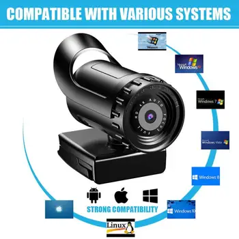 Kamera 1080P Auto Focus Web Cam Pre PC S Mikrofónom Široký Uhol Krása Web Kamery, Full HD, 2K 30fps Pre Live Video Konferencie
