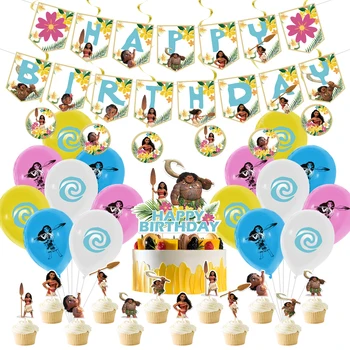 1set Disney Princezná Moana Tému Party Dekorácie Birthday Banner Tortu vňaťou Latexový balón Baby Sprcha Dodávky Dievča Narodeniny