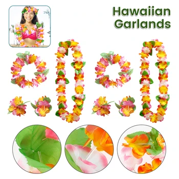 8pcs/veľa Hawaii Party Leis Kvetinový Veniec Veniec Havajské Náhrdelník Torpil Hawai Kvetinové Deti Hlavu Dekorácie Falošné Kvet