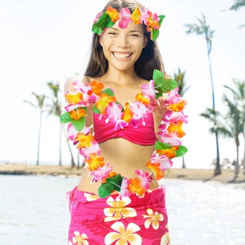 8pcs/veľa Hawaii Party Leis Kvetinový Veniec Veniec Havajské Náhrdelník Torpil Hawai Kvetinové Deti Hlavu Dekorácie Falošné Kvet