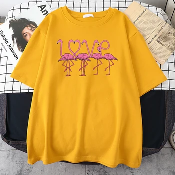 Láska Flamingo Lete Tlač Muž T-Shirts Móde Kvalitné Tričko Ulici Pohodlné T-Shirt Šport Bežné Mužov Krátke Rukávy