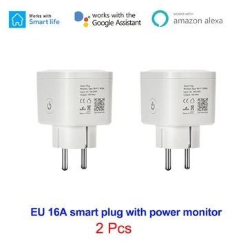 2 KS 16A EÚ Smart Plug,Bezdrôtové Inteligentné Domáce Dekorácie Wifi Zásuvky,100V-240V ,Kompatibilné S Asistent Google A Alexa