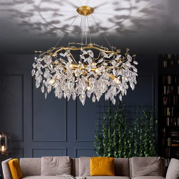 Moderné Luxusné Zlaté Krištáľový Luster Osvetlenie Led Lustre Svietidlo pre Obývacia Izba Hotel Sieň Art Decor Visí Lampa
