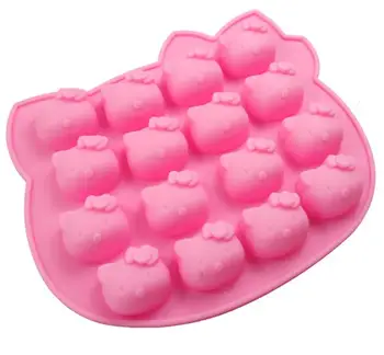Ružové Kitty Tvar Fondant Tortu Pan Silikónové Formy Cukru Plavidlá Pečenie Dekorácie