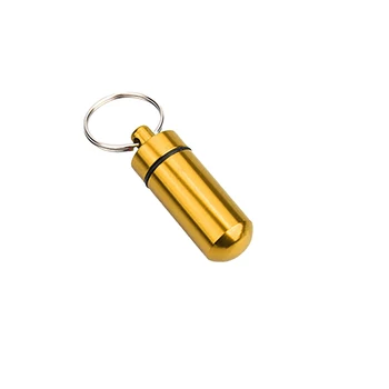 Mini Tabletky Prípade Prenosné Hliníkové Pilulku Box Nepremokavé Vzduchotesné Skladovanie s Krúžok na kľúče, Zlato
