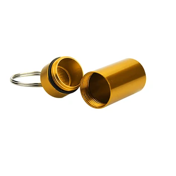 Mini Tabletky Prípade Prenosné Hliníkové Pilulku Box Nepremokavé Vzduchotesné Skladovanie s Krúžok na kľúče, Zlato