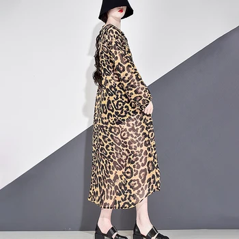 XITAO Dlho Plus Veľkosť Leopard Blúzka Ženy Oblečenie 2020 Jeseň Nový Golier s Kapucňou Celý Rukáv, Zodpovedať Všetky Bežné Tričko Top ZP1226