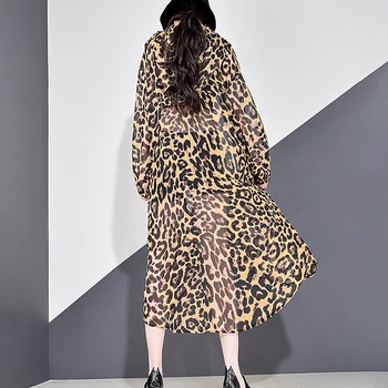 XITAO Dlho Plus Veľkosť Leopard Blúzka Ženy Oblečenie 2020 Jeseň Nový Golier s Kapucňou Celý Rukáv, Zodpovedať Všetky Bežné Tričko Top ZP1226