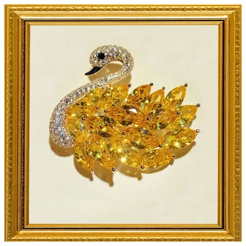 Brošňa Pre Ženy Crystal Swan Tvar Brošňa Cubic Zirconia Crystal Nádherné Svadobné Šperky Pre Nevesty Drahokamu Ozdoby