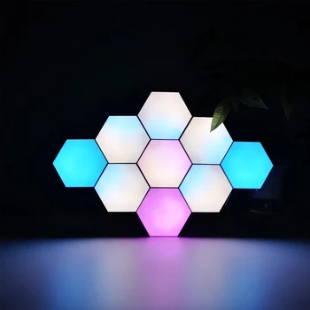 10Pcs DIY Quantum Lampa LED Lampa Modulárny Citlivé na Dotyk Osvetlenie Šesťhranné Nočné Svetlo Lampy Nástenné Svietidlo Šesťhranné Nástenné Svietidlá