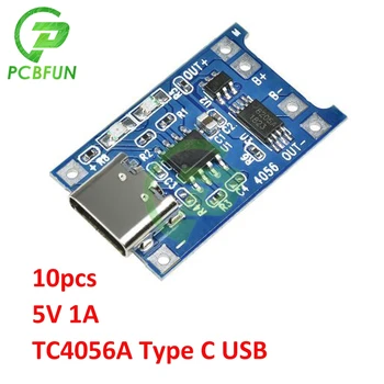 10pcs TYPU C, USB 5V 1A 18650 TP4056 TC4056A Lítiové Batérie, Nabíjačky Modul Plnenie Dosky MICRO USB, Mini USB s Ochranou