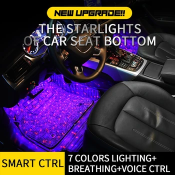 Tak Wai Lee 4Pcs/Set USB LED autosedačky Spodnej Atmosfére hviezdne svetlo RGB Pásy Svetlo, Styling Breat Hlas Remote CTRL Interiérové Lampy