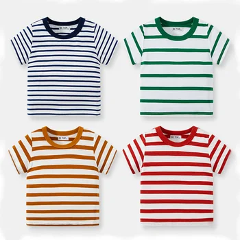 Deti T-shirt xxx Chlapci A Dievčatá Šaty, Krátky Rukáv Dieťa Dieťa Kostým Bavlna Deti Oblečenie Pruhy 2021 Letné Topy