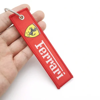 Luxusné Keychain Výšivky Obojstranný Kľúč Prstene Retiazky Prispôsobiť Osobné Darčeky Auto Kláves S Logom Držiak Pre Ferrari Keyring