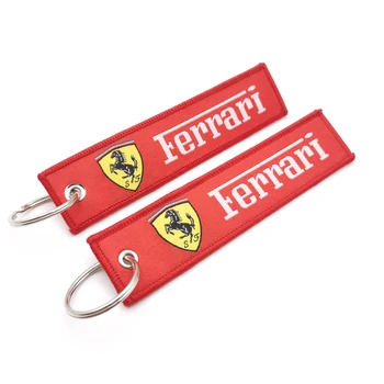Luxusné Keychain Výšivky Obojstranný Kľúč Prstene Retiazky Prispôsobiť Osobné Darčeky Auto Kláves S Logom Držiak Pre Ferrari Keyring