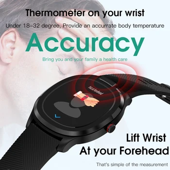 Teplomer Smart Hodinky Vodotesné IP68 Srdcového rytmu EKG Monitor Full Touch Smartwatch T01 Počasia, Zobrazenie Teploty Tela Band