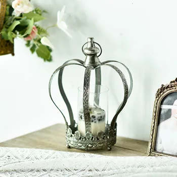 Nordic štýl kovové ozdoby iny svetlo luxusné retro železnej koruny Sviečkový dekorácie stola aranžovanie plavidla