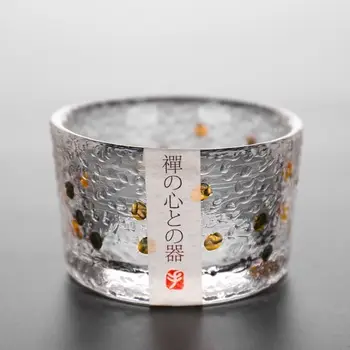 Japonský Štýl Zenová Myseľ Sklo Ručne Vyrezávané Gold Leaf Šálku Čaju Kung Fu Čaj Nastaviť