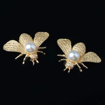 5 ks Bee Tvarované Zliatiny Crystal Pearl Flatback Tlačidlá Embellishment