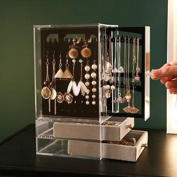Transparentné Akrylátové Šperky Úložný Box Prípade Šperky Organizátor Pre Žien Náhrdelník Krúžok Displeja, Stojan Bielizníka Prachotesný Rack