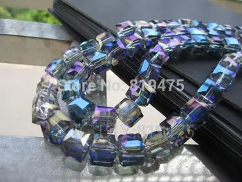 (20 ks/lot) 10 mm Kocky Sklo krištáľové perly Voľné korálky pre šperky robiť, Tmavo Modrá Farba AB