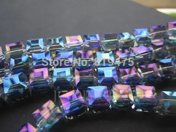 (20 ks/lot) 10 mm Kocky Sklo krištáľové perly Voľné korálky pre šperky robiť, Tmavo Modrá Farba AB