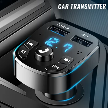 FM Vysielač pre Auto Bluetooth 5.0 Auto Rádio Audio Adaptér 6 RGB Farebné Svetlo MP3 Prehrávač, Podpora Hands-free Volanie 2021 Nové