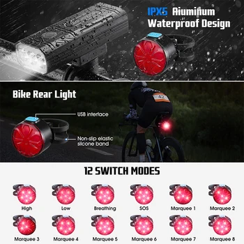 2021 Svetlo na Bicykel Predné LED stropné Svetlá Nepremokavé Cyklistické Lampa 5200mAh Bicykli Svietidla Auta ako Power Bank Bike Príslušenstvo