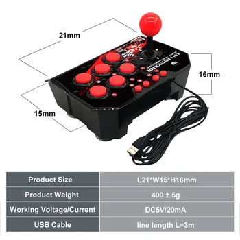 4-v-1, USB Káblové Hra Ovládač Retro Arkádovej Stanice TURBO Hry, Konzoly Rocker Boj ovládač pre PS3/Switch/PC/TV Android
