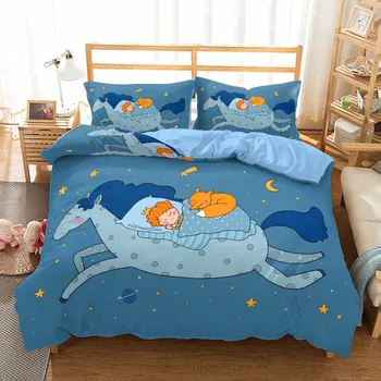 Malý Princ posteľná bielizeň Nastaviť 3D Tlač Perinu Cartoon Planéty Deka Kryt Kráľovná King Size Pohodlné Krytie domáceho Textilu