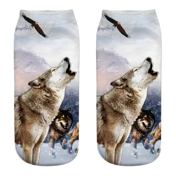 New HORÚCE Wolf 3D Tlač Ženy Ponožky Značky Ponožka Módne Unisex Ponožky Žena Zábavné Členok Femme Ponožka Predaj 2019