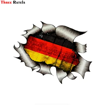 Tri ratels FTC-730# Roztrhlo Roztrhané Kovový Dizajn S Nemecku nemecké Vlajky GMotif Externé Vinyl Auto odtlačkový Nálepky