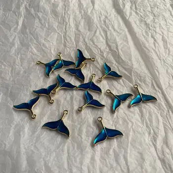 10pcs Smalt Modrá Rybí Chvost Veľryba zobrazili kľúčové tlačidlá pre Šperky, Takže Prívesok, Ručne vyrábané DIY Náušnice Keychain Crafting Príslušenstvo