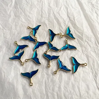 10pcs Smalt Modrá Rybí Chvost Veľryba zobrazili kľúčové tlačidlá pre Šperky, Takže Prívesok, Ručne vyrábané DIY Náušnice Keychain Crafting Príslušenstvo