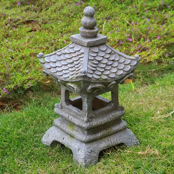 Japonský Retro Solárne Nabíjanie Svetelný Pavilón Dekorácie Živice Ľahké Remesiel Nádvoria Záhrady Dekor Lampa