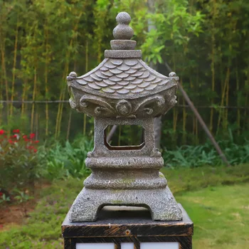 Japonský Retro Solárne Nabíjanie Svetelný Pavilón Dekorácie Živice Ľahké Remesiel Nádvoria Záhrady Dekor Lampa