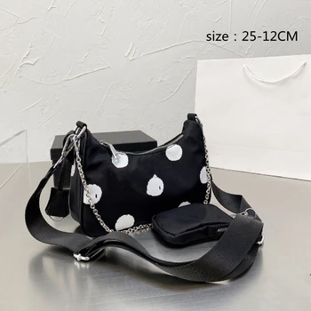 2021 dámske čierne a biele nylon tri-v-jednom podpazušia taška módny trend tri-v-jednom ramene messenger bag v podpazuší taška