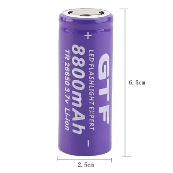 Nový 3,7 V 26650 Batérie 8800mAh Li-ion Nabíjateľná Batéria Pre LED Baterka Horák, Li-ion Batéria akumulátorová batéria