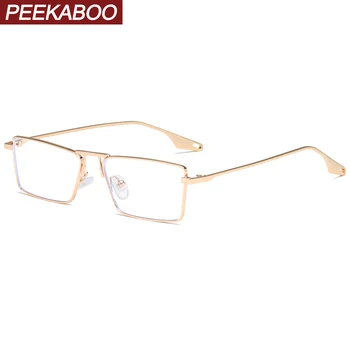 Peekaboo námestie okuliare, rám ženy retro štýle gold full metal okuliare pre mužov jasný objektív muž príslušenstvo narodeninám