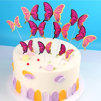 11pcs Motýľ Papier Narodeninovú Tortu Vňaťou Farba Butterfly Svadobné Torty Mulčovače pre Deti Narodeninovej Party Cake Decoration Dodávky