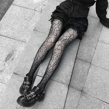 Gotický Ženy, Čierna Sieťovina Mesh Pantyhose pavučina Vzorované Pančuchy, pančuchové Nohavice XX9D