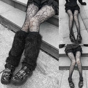 Gotický Ženy, Čierna Sieťovina Mesh Pantyhose pavučina Vzorované Pančuchy, pančuchové Nohavice XX9D