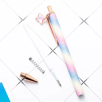 1Pcs 1.0 mm Crystal Rainbow Prívesok Luxusné guličkové Pero, Kovové Tyče Guľôčkové Pero Písacie potreby Ballpen Kancelárie a Školské potreby