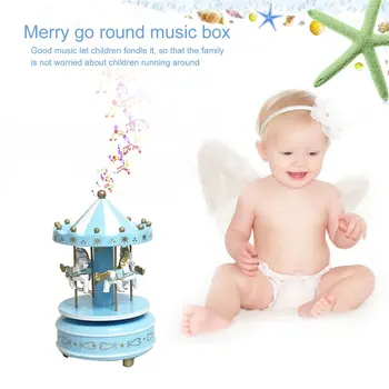 1 ks kolotoč Drevené Music Box na Hračky Dieťa, Detské Hry Domova Kolotoč kôň Music Box Vianočné Svadobný Darček k Narodeninám