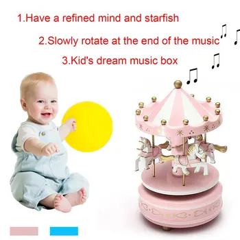 1 ks kolotoč Drevené Music Box na Hračky Dieťa, Detské Hry Domova Kolotoč kôň Music Box Vianočné Svadobný Darček k Narodeninám