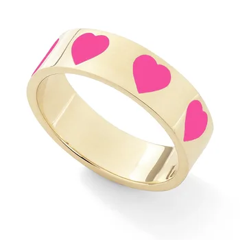 Nové Sladkých Dievčat, Lesklý Lakované Srdce Prstene pre Ženy Stohovateľné Rainbow Zapojenie Láska Prst Krúžky Módne Šperky Príslušenstvo