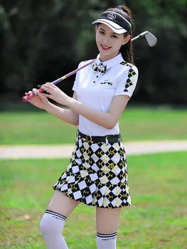 Ženy Nastaviť Oblečenie Letné Lady Golf-Krátke Rukávy T-Shirt Motýľ Uzol Oblečenie Quick-Dry Športové oblečenie Tlač Skladaná Sukňa MG
