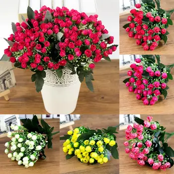 36 Hlavy Rose Umelé Kvety Lacné Svadobné Party Dekor Falošné Kytice, Dekorácie Domov Obývacia Izba Váza Vysoká Kvalita Rastlín