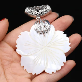 Prírodné Shell Prívesok Kvet tvar perleť Nádherné kúzla Pre šperky, takže DIY Náhrdelníky náušnice príslušenstvo